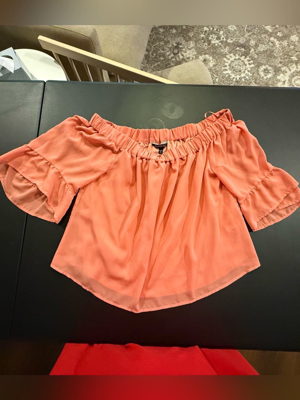 Off-Shoulder Coral Women's Top - Lightweight Summer Blouse